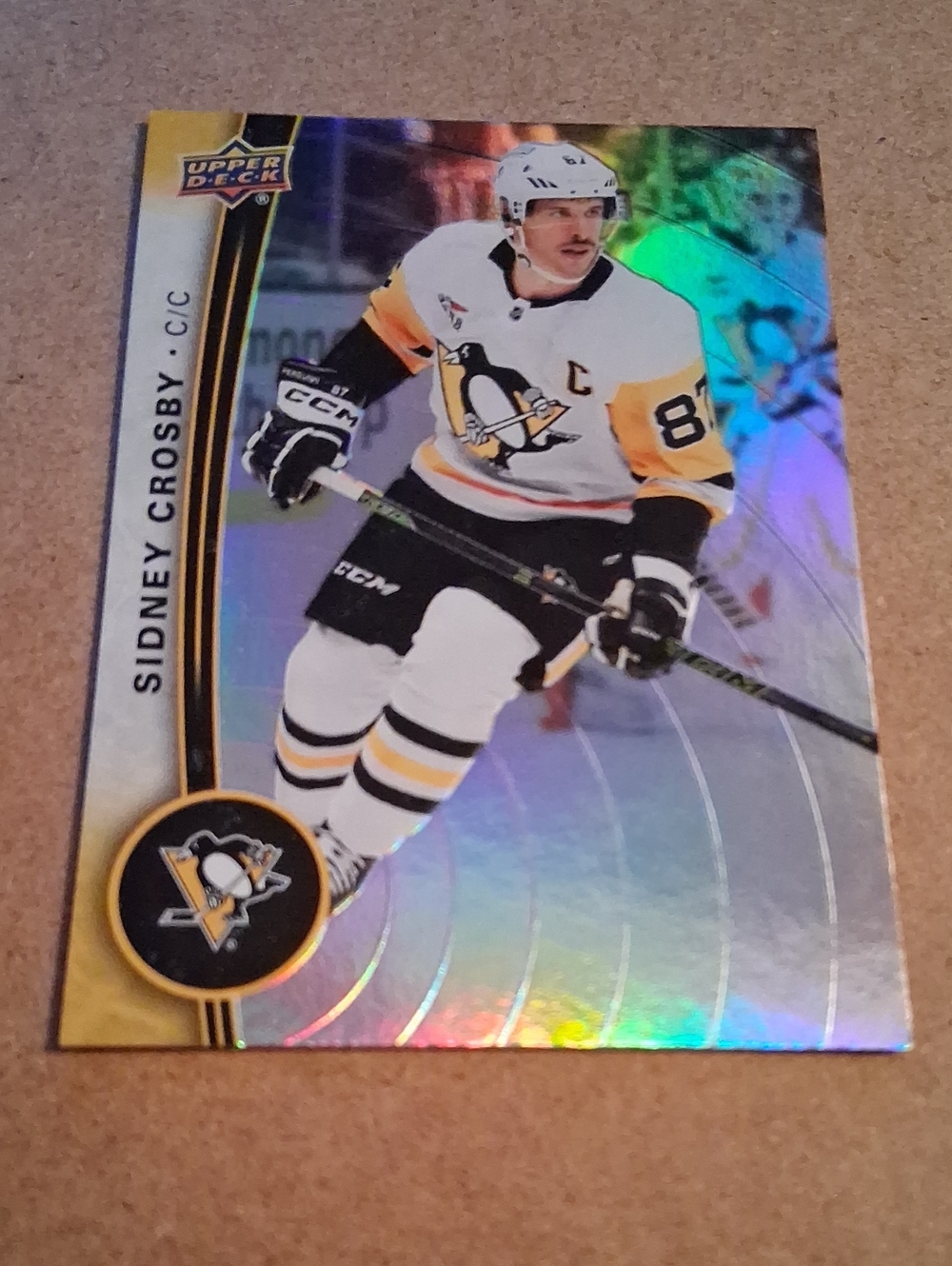 Sidney Crosby Upper Deck Hockey Card — White & Gold Penguins Uniform